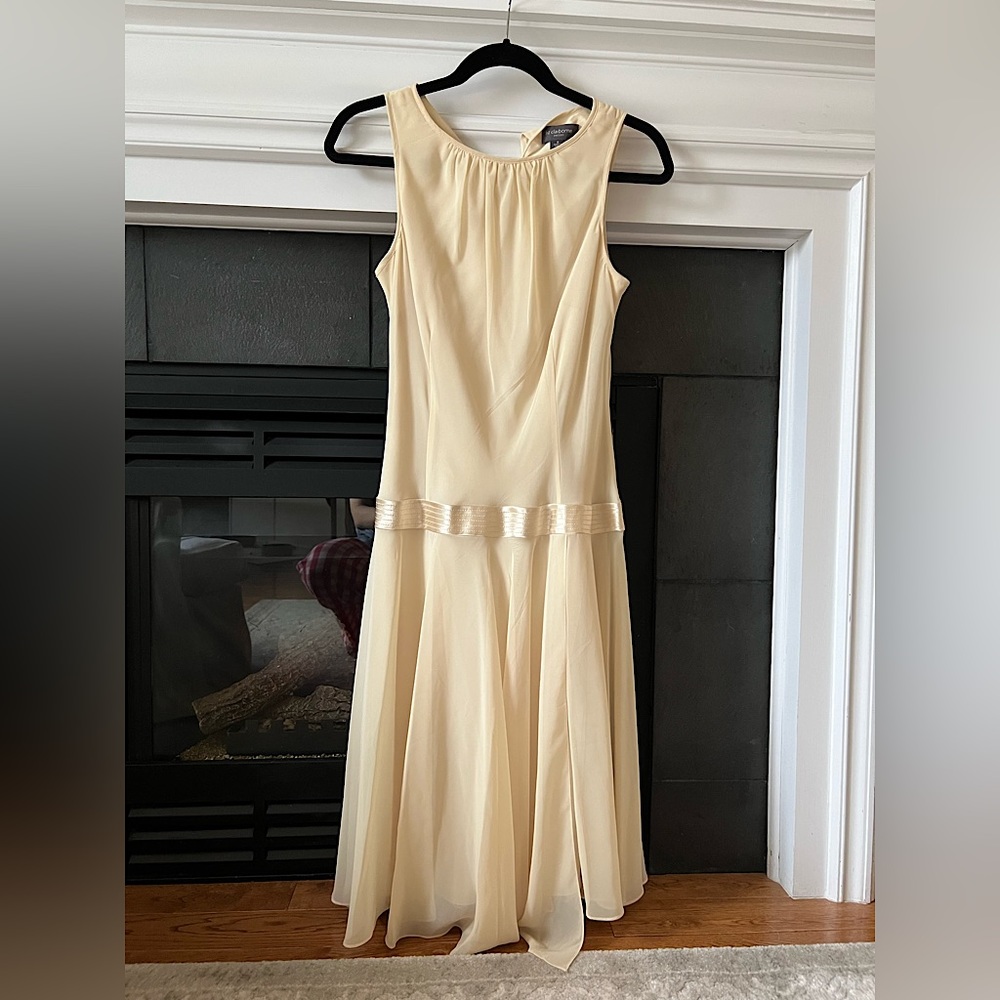 Vintage Liz Claiborne Pale Yellow Chiffon Dress